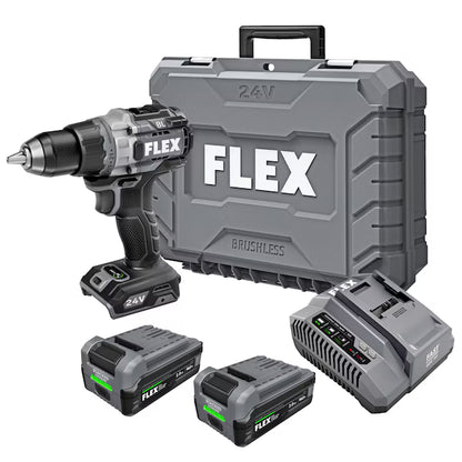 FLEX STACKED LITHIUM 24-volt 1/2-in Keyless Brushless Cordless Drill 2 -Batteries Included (Hard Case Included)