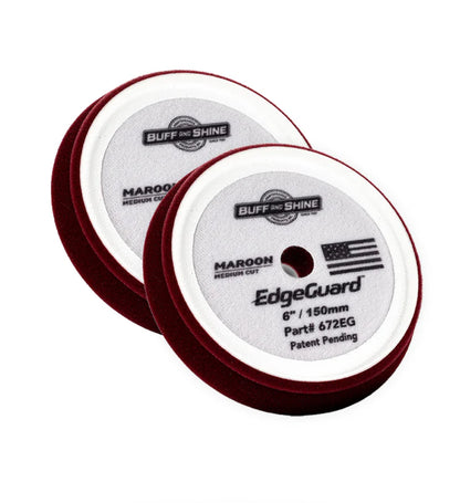 BUFF AND SHINE EDGE GUARD FOAM PAD - MAROON MEDIUM CUT