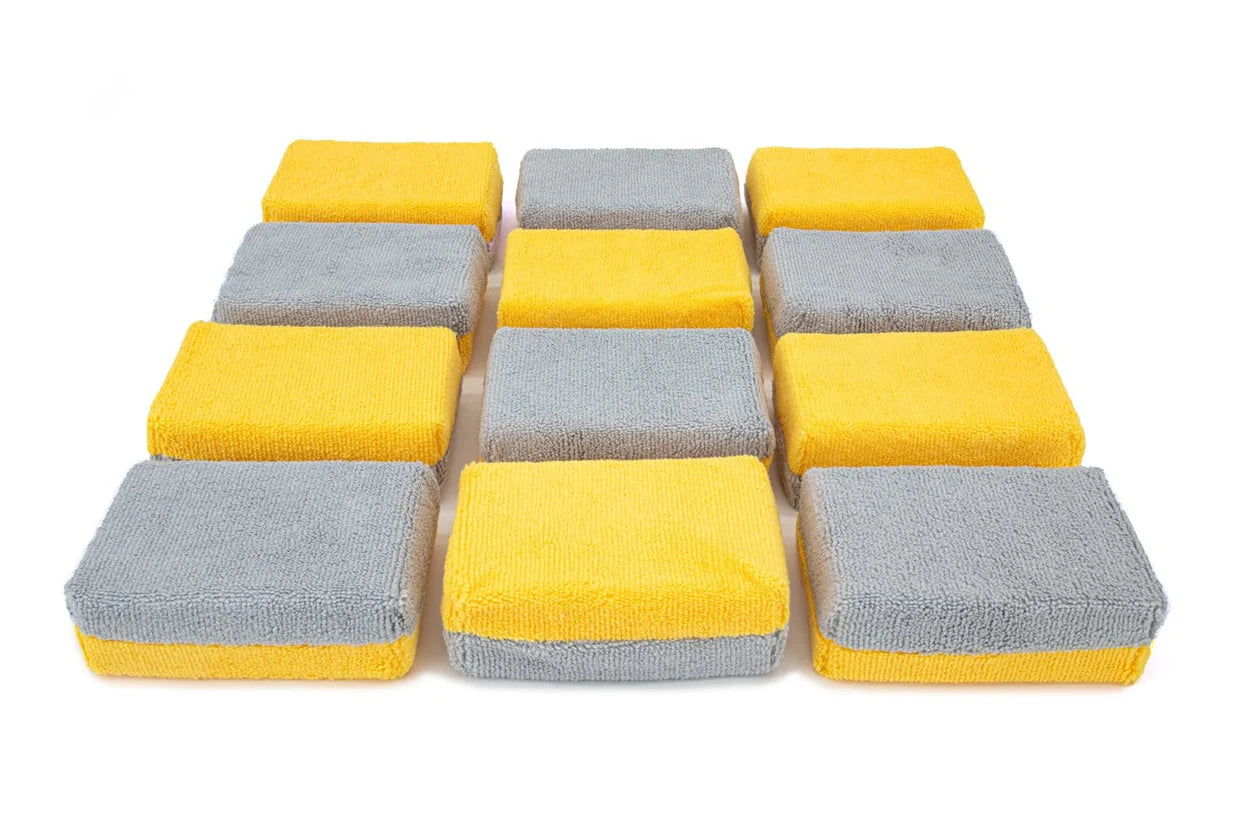 Autofiber Thick [Saver Applicator Terry] Microfiber Coating Applicator Sponge with Plastic Barrier - 12 pack