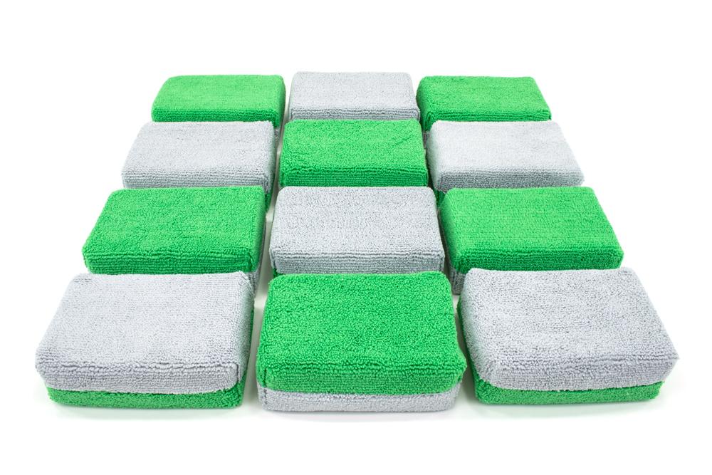 Autofiber Thick [Saver Applicator Terry] Microfiber Coating Applicator Sponge with Plastic Barrier - 12 pack