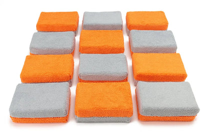 Autofiber Thick [Saver Applicator Terry] Microfiber Coating Applicator Sponge with Plastic Barrier - 12 pack