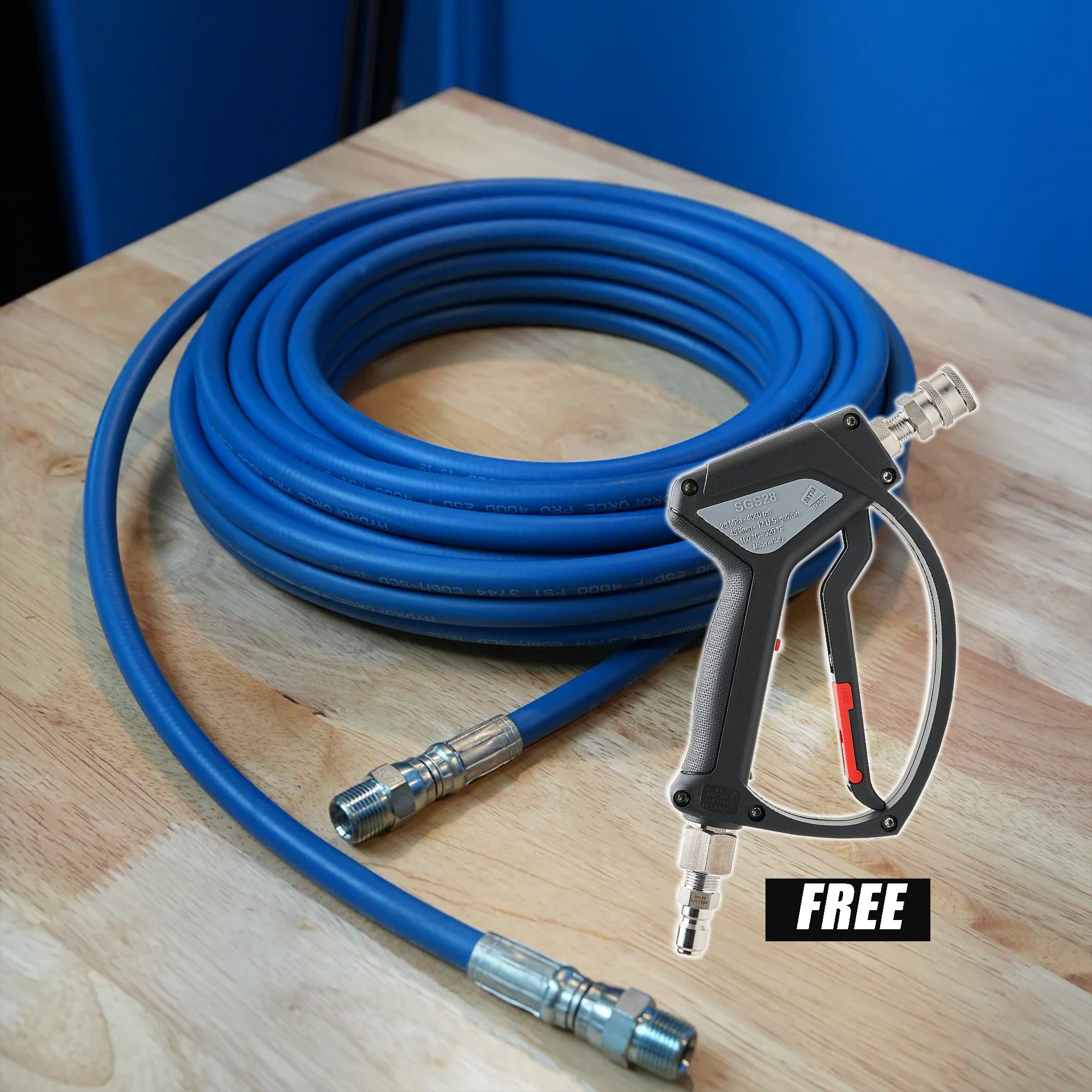 BUY A HOSE GET A GUN FREE - 50FT 1/4" BLUE HOSE