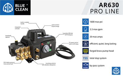 AR Blue,  AR630, 1600 PSI, 2.3 GPM, 20 Amp