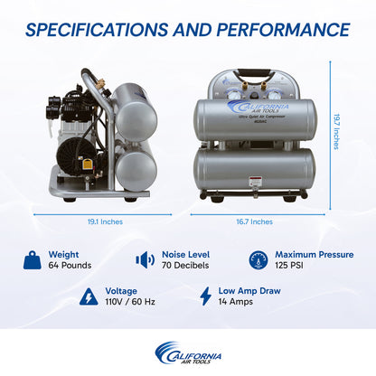California Air Tools Air Compressor Ultra Quiet 2.0 HP 4.6 gal